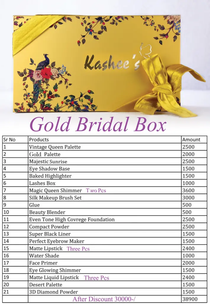 Kashees Makeup Gold Bridal Box Price in Pakistan 2023 - 2024
